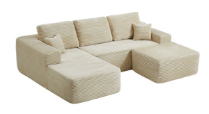 English Elm 105.7"cloud Modular U-shaped Sectional Plush Corduroy Deep Seat Sofa for Living Room W3975S00015