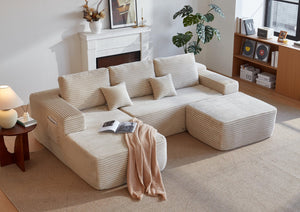 English Elm 105.7"cloud Modular U-shaped Sectional Plush Corduroy Deep Seat Sofa for Living Room W3975S00015