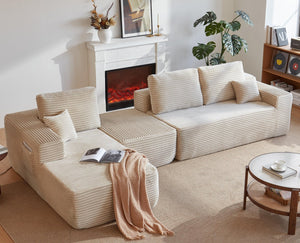English Elm 105.7"cloud Modular U-shaped Sectional Plush Corduroy Deep Seat Sofa for Living Room W3975S00015
