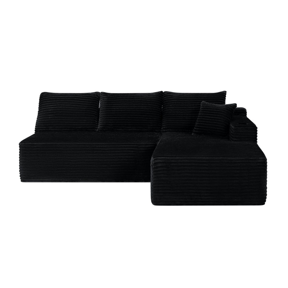 English Elm 96" Cloud Sectional Sofa Plush Corduroy L-shaped Chaise No Assembly Living Room W3975S00073