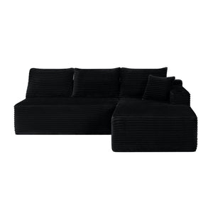 English Elm 96" Cloud Sectional Sofa Plush Corduroy L-shaped Chaise No Assembly Living Room W3975S00073