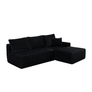 English Elm 96" Cloud Sectional Sofa Plush Corduroy L-shaped Chaise No Assembly Living Room W3975S00073