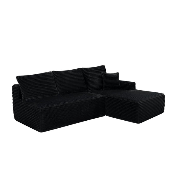 English Elm 96" Cloud Sectional Sofa Plush Corduroy L-shaped Chaise No Assembly Living Room W3975S00073
