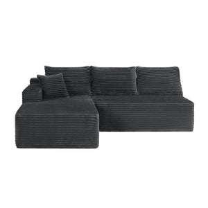 English Elm 96" Cloud Sectional Sofa Plush Corduroy Upholstery L-chaise No Assembly Living Room W3975S00074
