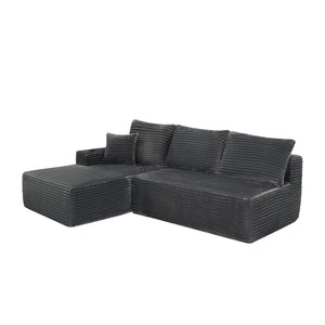 English Elm 96" Cloud Sectional Sofa Plush Corduroy Upholstery L-chaise No Assembly Living Room W3975S00074