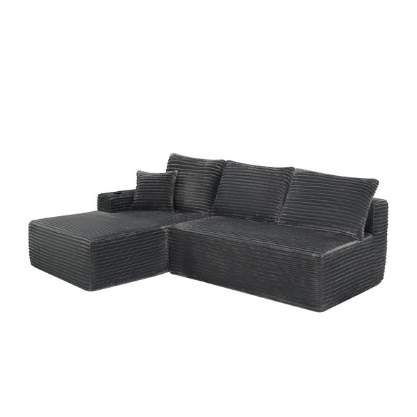 English Elm 96" Cloud Sectional Sofa Plush Corduroy Upholstery L-chaise No Assembly Living Room W3975S00074