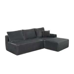 English Elm 96" Cloud Sectional Sofa Plush Corduroy Upholstery L-chaise No Assembly Living Room Grey W3975S00075