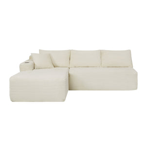 English Elm 96" Cloud Sectional Sofa Plush Corduroy Upholstery L-chaise No Assembly Living Room Beige - A W3975S00076