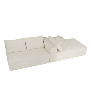 English Elm 96" Cloud Sectional Sofa Plush Corduroy Upholstery L-chaise No Assembly Living Room Beige - B W3975S00077