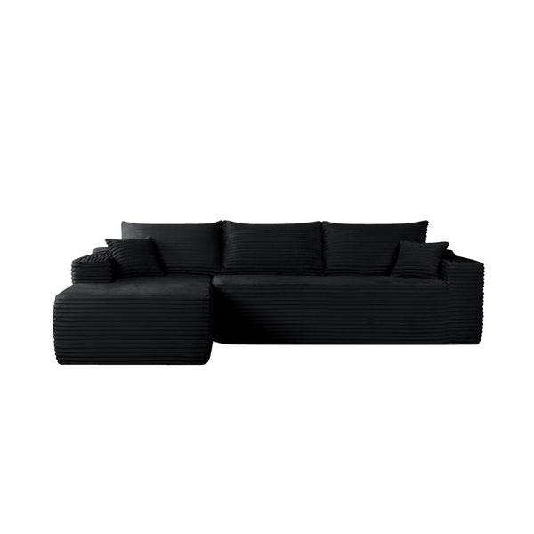 English Elm 108" Cloud Modular Sectional Corduroy Couch Deep Lounge Seating with Built-in Pockets Black Left W3975S00084