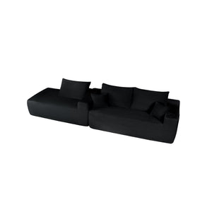 English Elm 108" Cloud Modular Sectional Corduroy Couch Deep Lounge Seating with Built-in Pockets Black Left W3975S00084