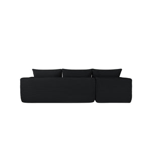 English Elm 108" Cloud Modular Sectional Corduroy Couch Deep Lounge Seating with Built-in Pockets Black Left W3975S00084