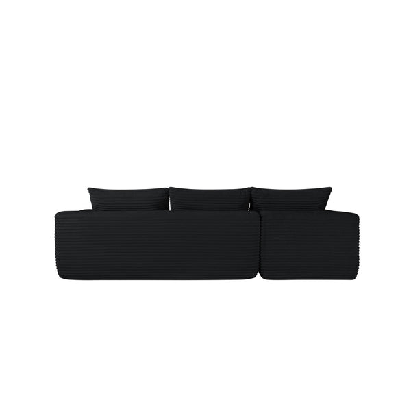 English Elm 108" Cloud Modular Sectional Corduroy Couch Deep Lounge Seating with Built-in Pockets Black Left W3975S00084