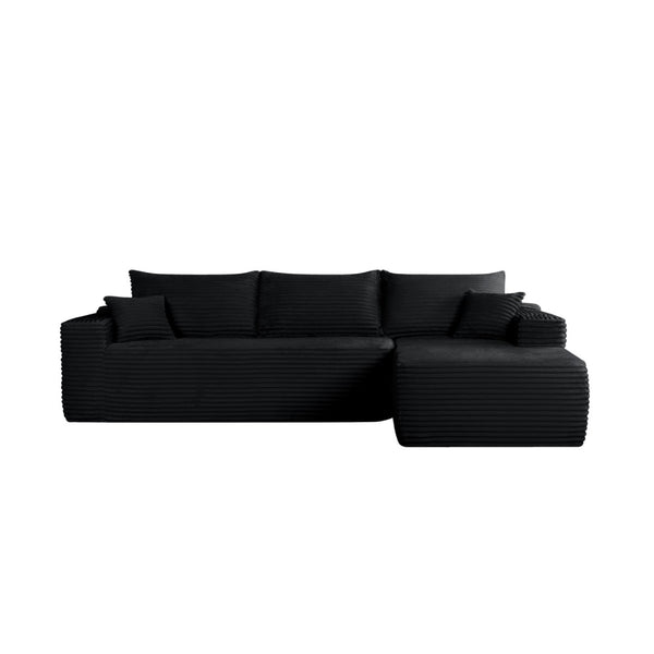 English Elm 108" Cloud Modular Sectional Corduroy Couch Deep Lounge Seating with Built-in Pockets Black Right W3975S00085