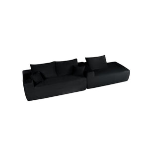 English Elm 108" Cloud Modular Sectional Corduroy Couch Deep Lounge Seating with Built-in Pockets Black Right W3975S00085