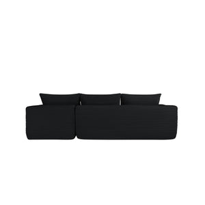 English Elm 108" Cloud Modular Sectional Corduroy Couch Deep Lounge Seating with Built-in Pockets Black Right W3975S00085
