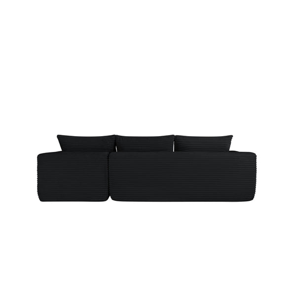 English Elm 108" Cloud Modular Sectional Corduroy Couch Deep Lounge Seating with Built-in Pockets Black Right W3975S00085