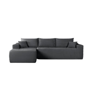 English Elm 108" Cloud Modular Sectional Corduroy Couch Deep Lounge Seating with Built-in Pockets Grey Left W3975S00086