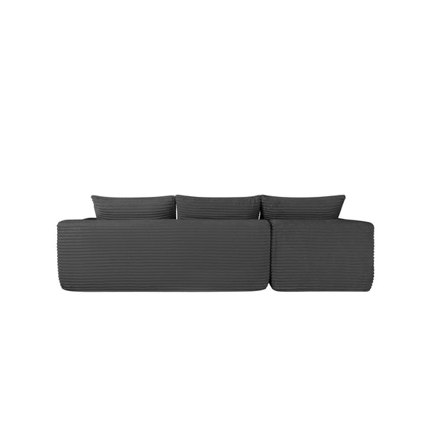 English Elm 108" Cloud Modular Sectional Corduroy Couch Deep Lounge Seating with Built-in Pockets Grey Left W3975S00086