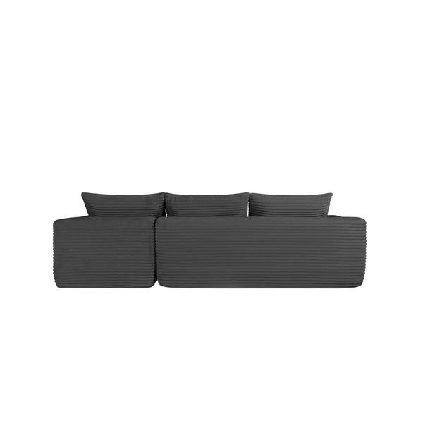 English Elm 108" Cloud Modular Sectional Corduroy Couch Deep Lounge Seating with Built-in Pockets Grey Right W3975S00087