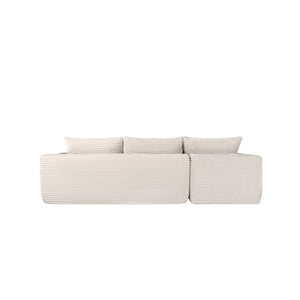 English Elm 108" Cloud Modular Sectional Corduroy Couch Deep Lounge Seating with Built-in Pockets White Left W3975S00088