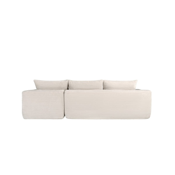 English Elm 108" Cloud Modular Sectional Corduroy Couch Deep Lounge Seating with Built-in Pockets White Right W3975S00089