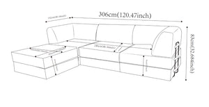 English Elm Upholstered Modular U-Shaped Sectional Sofa with Color-Block Fabric for Living Rooms W3975S00092