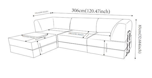 English Elm Upholstered Modular U-Shaped Sectional Sofa with Color-Block Fabric for Living Rooms W3975S00092
