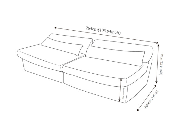 English Elm 103.9-Inch Cloud Velvet Sofa Deep Seat Lounger with Layered Cushions for Living Rooms W3975S00093