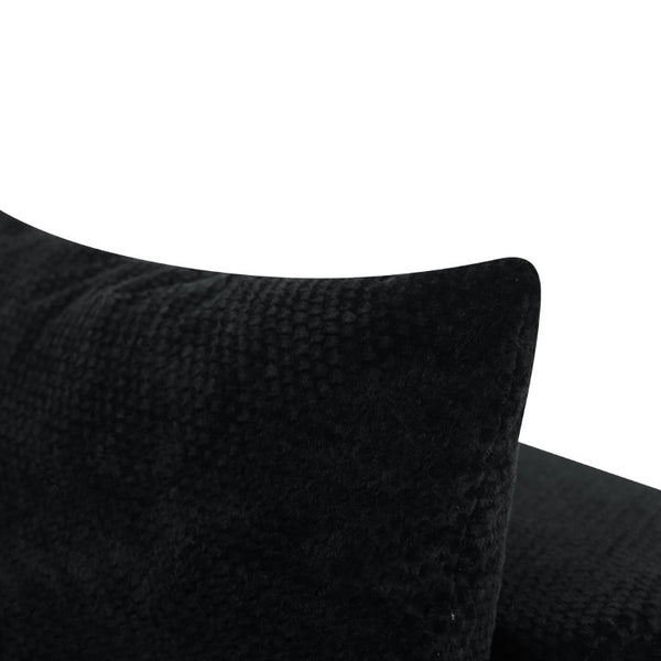 English Elm Upholstered Modular Floor Sectional in Black Corduroy with Five Accent Pillows W3975S00094