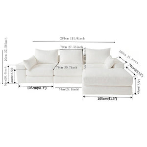 English Elm Upholstered Modular Floor Sectional in Black Corduroy with Five Accent Pillows W3975S00094