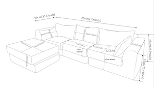 English Elm Upholstered Modular Sectional in Black Corduroy Low Profile Floor Sofa for Apartments W3975S00097