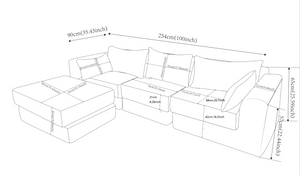English Elm Upholstered Modular Floor Sofa with Corduroy Fabric and Low Profile Lounge Design Black 71" L-Shaped W3975S00101