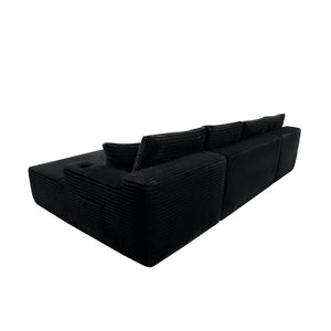 English Elm 134 Inch U-Shaped Modular Cloud Sectional Plush Corduroy Deep Seating Lounge Sofa W3975S00105