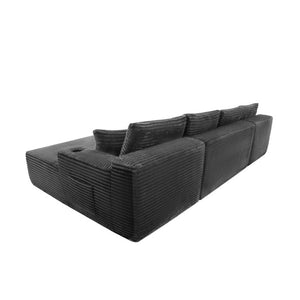 English Elm 133 Inch U-Shape Modular Sectional Sofa Corduroy Deep Seating Couch for Living Room Grey W3975S00106