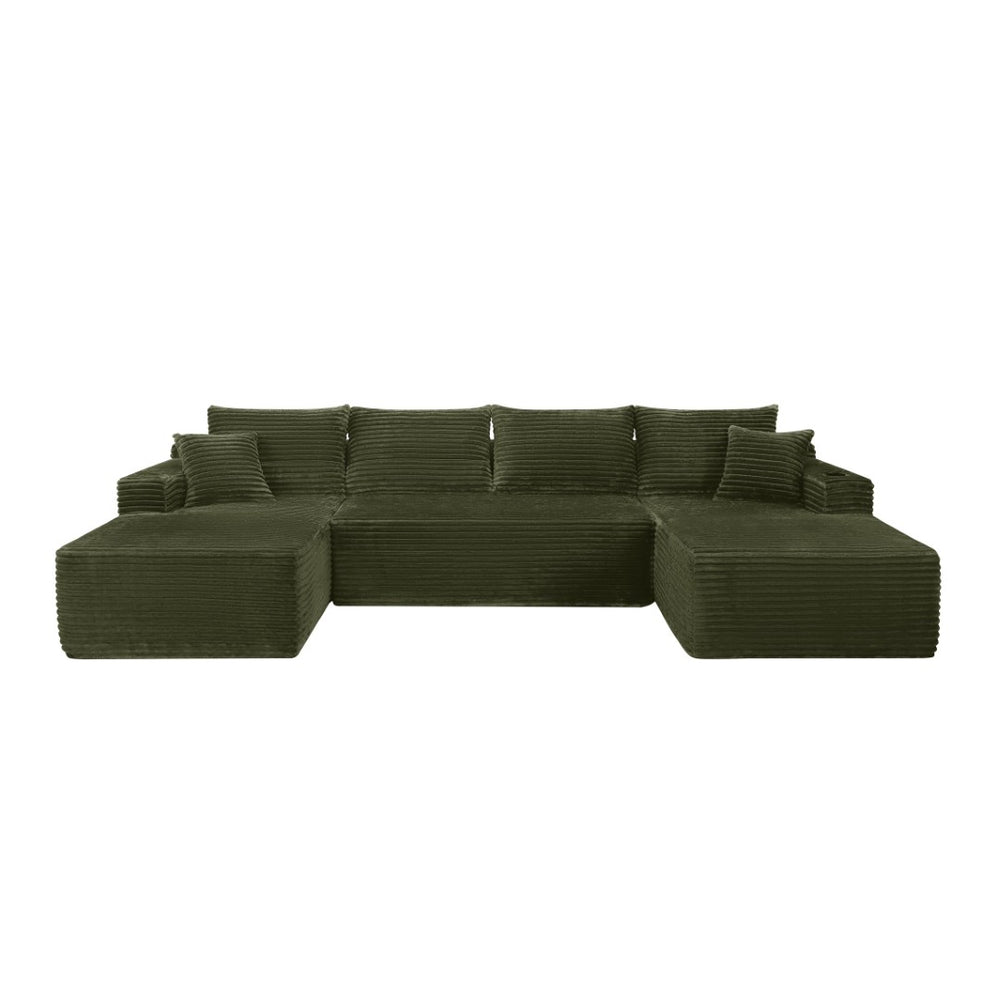 English Elm 134" Oversized Modular Cloud Sectional Corduroy Couch with Deep Seating for Living Room W3975S00107
