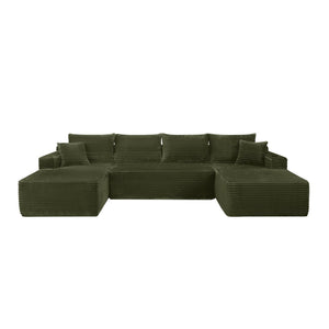 English Elm 134" Oversized Modular Cloud Sectional Corduroy Couch with Deep Seating for Living Room W3975S00107