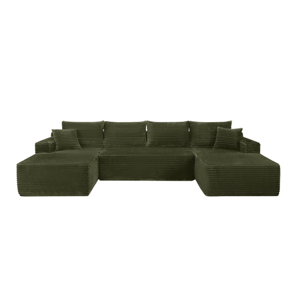 English Elm 134" Oversized Modular Cloud Sectional Corduroy Couch with Deep Seating for Living Room W3975S00107