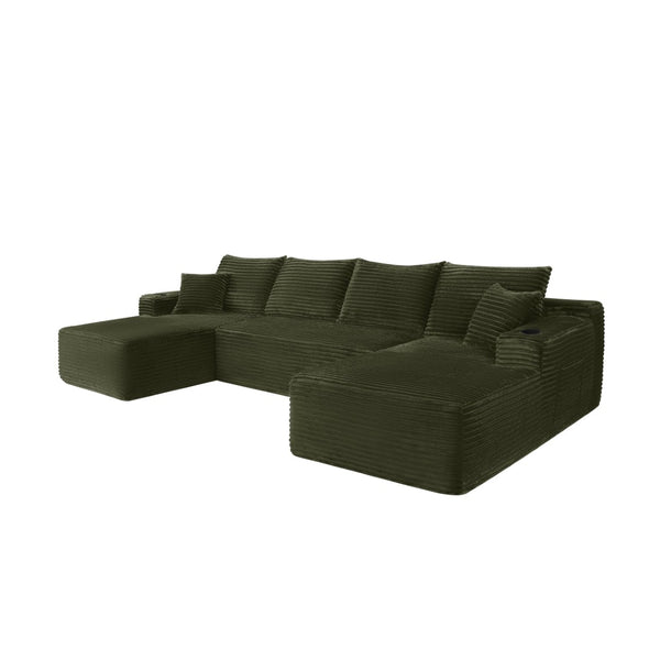 English Elm 134" Oversized Modular Cloud Sectional Corduroy Couch with Deep Seating for Living Room W3975S00107