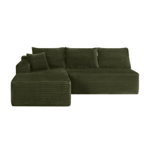 English Elm 96 Inch Modular Cloud Sectional in Corduroy Plush Fabric Deep Seat Lounge Sofa W3975S00108