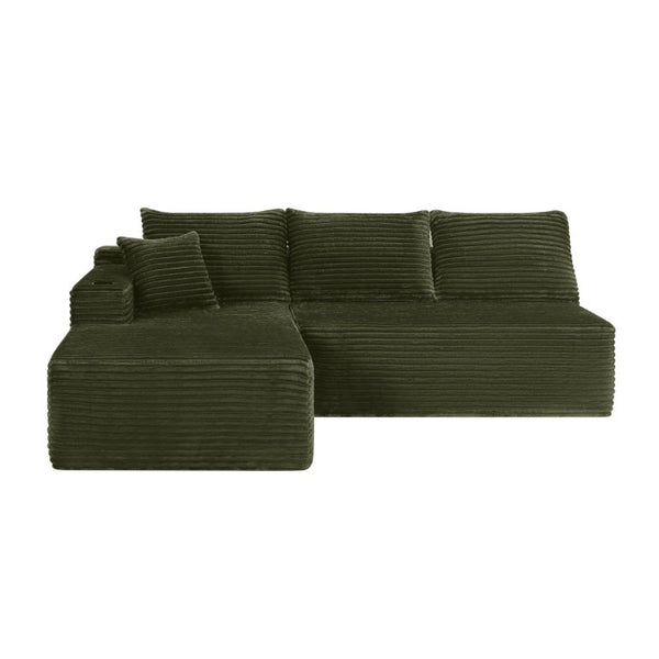 English Elm 96 Inch Modular Cloud Sectional in Corduroy Plush Fabric Deep Seat Lounge Sofa W3975S00108