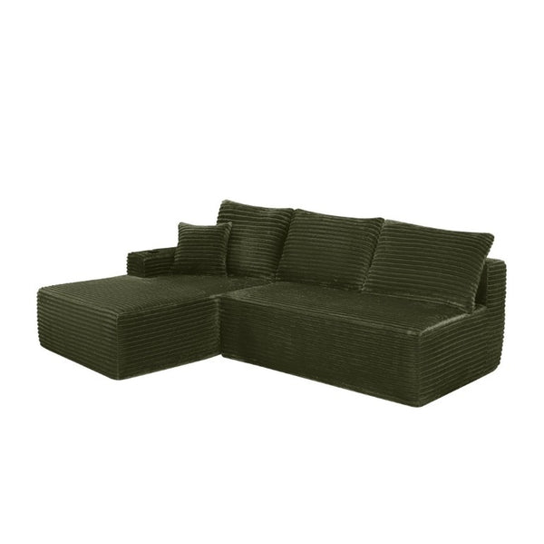 English Elm 96 Inch Modular Cloud Sectional in Corduroy Plush Fabric Deep Seat Lounge Sofa W3975S00108