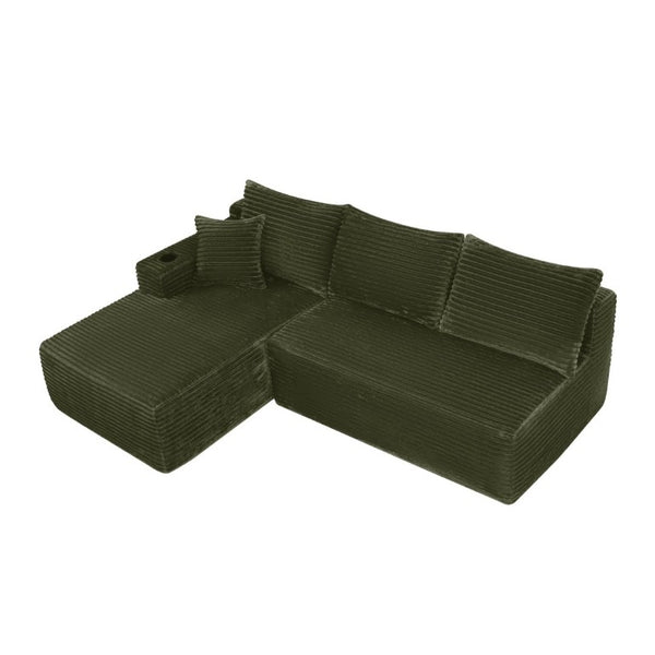 English Elm 96 Inch Modular Cloud Sectional in Corduroy Plush Fabric Deep Seat Lounge Sofa W3975S00108