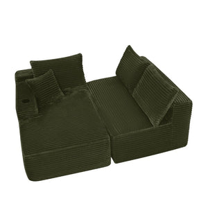 English Elm 96 Inch Modular Cloud Sectional in Corduroy Plush Fabric Deep Seat Lounge Sofa W3975S00108