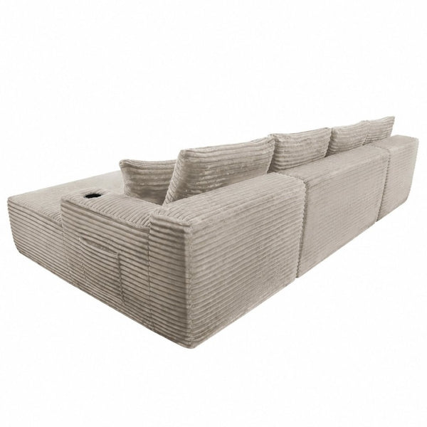 English Elm 133" U-shape Cloud Sectional Plush Corduroy Deep Seat Modular Sofa for Living Room W3975S00110