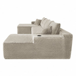 English Elm 133" U-shape Cloud Sectional Plush Corduroy Deep Seat Modular Sofa for Living Room W3975S00110