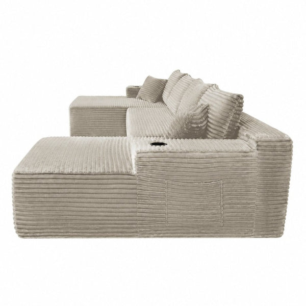 English Elm 133" U-shape Cloud Sectional Plush Corduroy Deep Seat Modular Sofa for Living Room W3975S00110