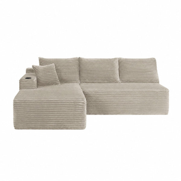 English Elm 96" Modular Cloud Sectional Plush Corduroy Deep Seat Sofa for Living Room Comfort Camel - A W3975S00112