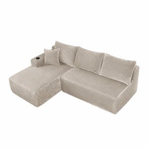 English Elm 96" Modular Cloud Sectional Plush Corduroy Deep Seat Sofa for Living Room Comfort Camel - A W3975S00112