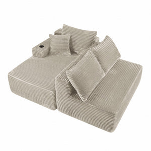 English Elm 96" Modular Cloud Sectional Plush Corduroy Deep Seat Sofa for Living Room Comfort Camel - A W3975S00112